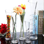 Hand-Made Blown Art Bud Glass Vase, Clear Glass, Oblong Shape, Modern Style, Thread Pattern, Stemless, Perfect for Home Decorations