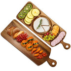 Reversible Acacia Wood Serving Platter with Handle – Premium Wooden Tray for Charcuterie, Crackers, Cheese, Fruit, Veggies, Appetizers & Snacks – Party Serving Tray & Travel Charcuterie Board