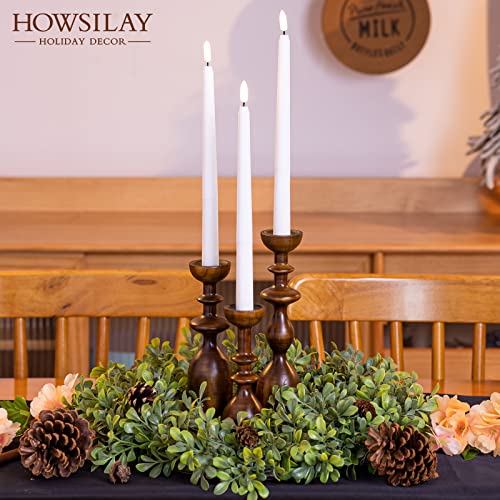 HOWSILAY Candle Holder Wood Candle Holders for Table Centerpiece Candlestick Holders Modern Farmhouse Decor Candlesticks fits 3/4" or 7/8" Taper Candle and Dia 1.5" Led Tea Lights or Pillar Candles - color: Brown