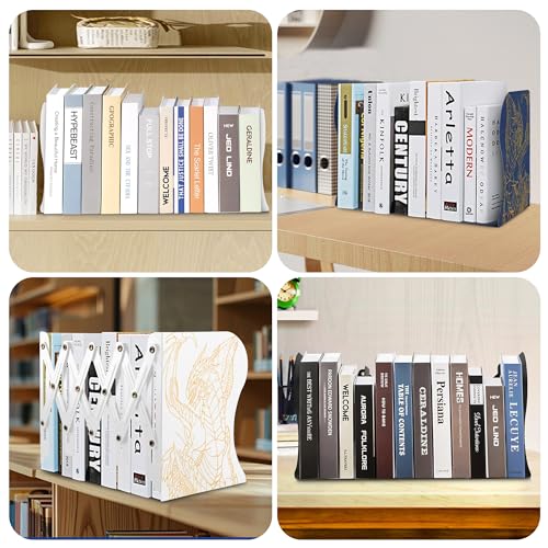 Dragon Bookends, Adjustable Bookends, Unique Book Holders for Shelves, Metal Book Ends for Heavy Books, Non-Skid Book Stander for Desk, Shelf, Office, Stationery Gift (Black) - color: Black