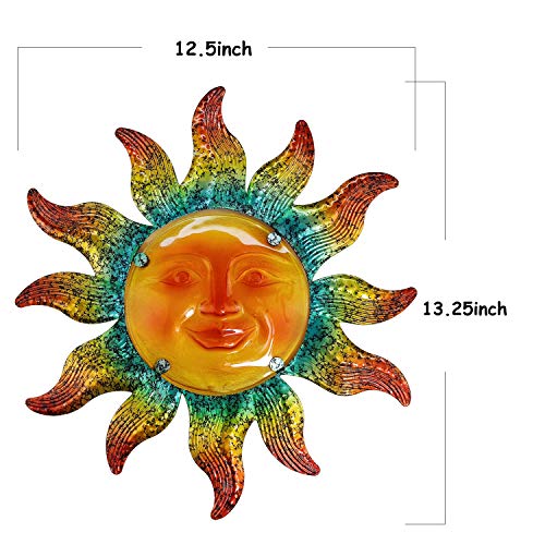 JOYBee Metal Sun Face Wall Art Decor-Sunface all Decor-Home Decor Artistic Sun Face Metal Wall Sculpture for Indoors or Outdoors Kitchen Farmhouse patio porch (13.25 * 12.5inch) - color: Color sun