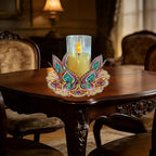 DIY Diamond Art Painting Candlestick Holders 5.71in Mandala Flower Shape Desk Candle Tray Tabletop Ornaments for Wedding Ramadan Party Home Table Centerpiece-Mandala02 - color: Mandala02