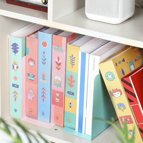 6 Pairs Metal Bookends Book Stopper for Shelves Office Book Holder Library Bookend for Heavy Books Desk Home Bookshelf School