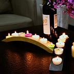 Wooden Bridge Candle Holders 15 inch in Length, Long Tea Light Candle Holders Bar, 7 Candle Seat-Black - color: Black