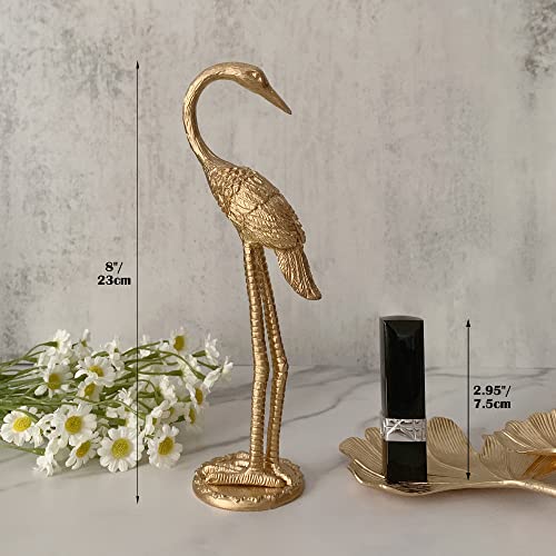 Metal Crane Ring Holder Stand for Jewelry, Engagement and Wedding Ring Display, Gold Decorative Ornaments Home Decor for Living Room, Bedroom, Desktop, Cabinets - color: 8" Gold Crane