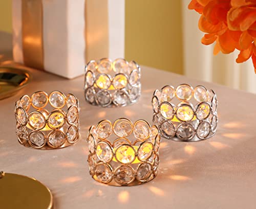 Pack of 10 Gold Crystal Tealight Candleholders - Candlestick Bowls Tea Lamp Candle Holders, Votive Candlestick Holders for Table Centerpieces, Diwali Decorations for Wedding Holiday Party Home Decor - color: Gold, size: 10 Pcs