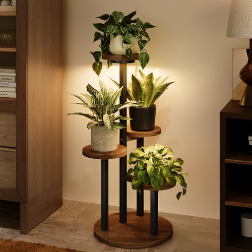Bamworld Plant Stand with Grow Lights Indoor Plant Stand Tall Metal Wood Plant Shelf Outdoor Corner Plant Stands Indoor Plant Table Rack 5 Tier Tier Plant Stand Garden Accessories for Living Room Balcony Patio - size: 4 Tier Plus