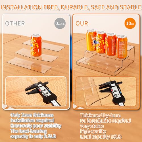 Yieach 3 Tiered Acrylic Display Stands for Cupcake Stand,Perfume Shelf Organizer,Figure and Funko Pop Display,No Installation,Clear Table Risers Display Stands for Collectibles,Makeup and Dessert,2PCS