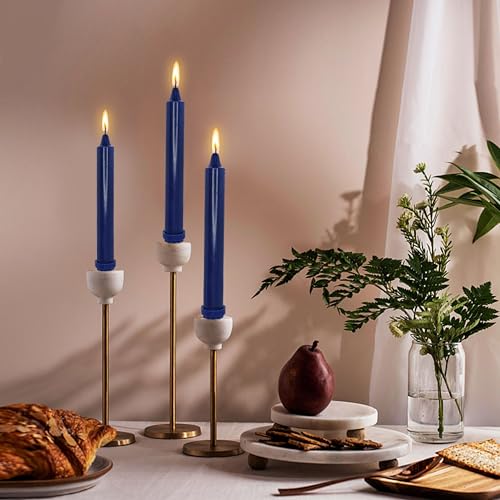 NJAO HOO Indigo Candlesticks 8 Inch Unscented Taper Candle Dripless Handmade Colored Candles for Home Decor Dinner Table Kitchen and Bedroom, 4 Pack - color: Navy, size: 8 In