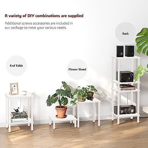 TUTOTAK End Table, Side Table, Nightstand, 2-Tier Storage Shelf, Sofa Side Table for Small Space, Living Room, Bed Room TB01BW034 - color: White