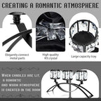 4 Pcs 3-Arm Crystal Tealight Candle Holders, Elegant Metal Arch Candlestick Centerpiece for Wedding, Party, Dining Room Table Decorations, Anniversary (4, Black-3 Arm) - size: Black-3 Arm