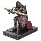 King's Guard Leader Cloak Warrior Knight Pen Holder Mobile Phone Stand, Ornament Knight Statue, Pen Stand Paperweight for Office and Home (Iron) - color: Iron