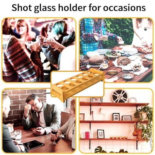 INFTYLE Shot Glass Tray Holder with 12 Holes Large Shot Glasses Set Serving Stand Organizer for Tequila Whiskey Brandy Vodka Rum Party Club Bar Home Spirit Tasting (Only Tray, Cups Not Included) - style: 2x6 long