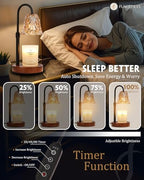 Small Candle Warmer Lamp with Timer, Adjustable Flower Lamp Warmer for Jar Candles, Unique Women Gifts for Birthday, Dimmable Candle Heater, Cute Wax Warming Light with Wood Base - color: A3-amber