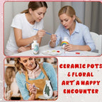 6 Set Mother's Day Ceramics to Paint DIY Your Own Ceramic Painting Kit for Crafts Vase to Paint Unpainted Plaster Paintable Kit Mother Art DIY Craft Supply with Brush Palette for Adult(Bright) - color: Bright