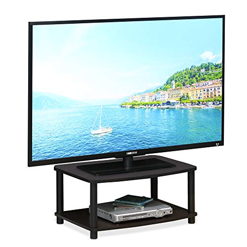 Furinno TURN-N-TUBE TV Riser Stand, 2-Tier Small Elevated No Tools TV Stand, TV Console for TV up to 32 inch, 15.8 x 23.8 x 11, for Living Room, Bedroom, Dark Walnut - color: Dark Walnut, size: 2-Tier