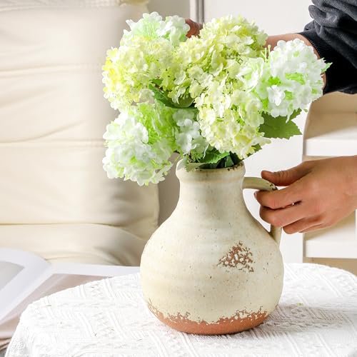 Ceramic Flower Vase Home Decor - 7.1 Inch Farmhouse Vases Rustic Vintage Living Room Kitchen Bedroom Decorations for House Book Shelf Office Coffee Desk Dining Fireplace - color: 204-3-7.1in