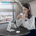 OMOTON Foldable Cell Phone Stand, C4 Portable Aluminum Phone Holder, Adjustable Phone Dock Cradle Compatible with iPhone 17/16/15 Pro Max Air, Samsung Galaxy, Small Tablets, All Smart Phones, Silver - color: A-Silver