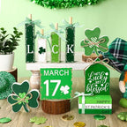 Vercraft 11 Pcs St. Patrick's Day Table Decorations Wood Faux Books Irish Table Top Decor Clover Wooden Sign Centerpiece for St. Patrick's Day - style: Clover