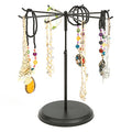 MyGift Black Metal Rotating Necklace and Bracelet Organizer Jewelry Stand with 8 Hooks and Adjustable Height, Multipurpose Accessory Keychain Holder Display Rack for Retail