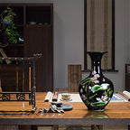9.45'' China Style Decorative Vase, Classic Ceramic Vases for Art Home Decoration, Chinese Retro Porcelain Ceramic Vase with Base, Beauty Lotus Flower Painting, Black