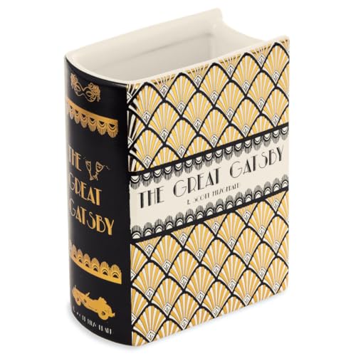 Steel Mill & Co Original Book-Shaped Decorative Vase, Ceramic Vases for Home Decor, Cute Bookshelf Decor, Unique Vase for Book Lovers (Small - Great Gatsby) - color: Great Gatsby