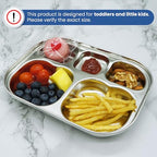Korean Stainless Steel Divided Plates for Toddlers, Kids, Babies, Premium 304, Electro-Polished, No Black Residue, BPA-Free, 5-Compartment Food Tray, Camping, Picky Eaters, Set of 2 - size: 5 Compartments