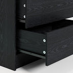 LIKIMIO Night Stand with Charging Station, Modern Black Nightstand with LED Light and Drawers, Bedside Tables/End Table for Bedroom - color: Black