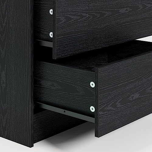 LIKIMIO Night Stand with Charging Station, Modern Black Nightstand with LED Light and Drawers, Bedside Tables/End Table for Bedroom - color: Black
