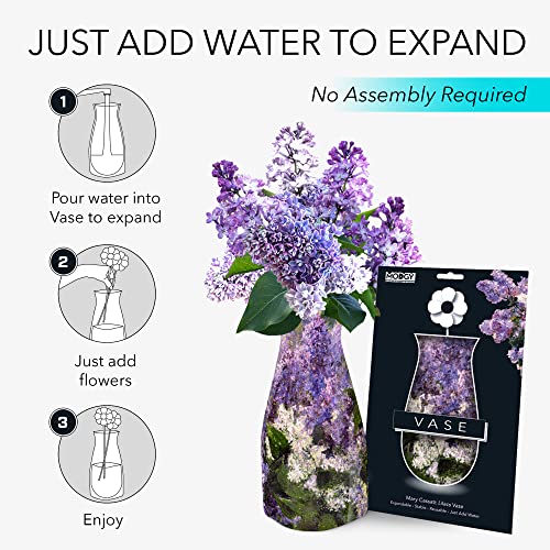 MODGY Collapsible and Expandable Flower Vase Plastic Decorative Modern Centerpieces Dining Table Decor Living Room Bathroom Wedding Office, Mary Cassatt Lilacs - style: Mary Cassatt Lilacs