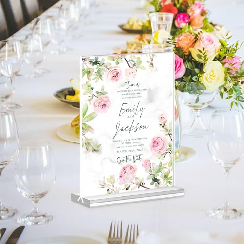 Acrylic Sign Holder 8.5x11, 10 Pack Clear Table Plastic Vertical Clear Double Sided Flyer Display, Picture Menu Stand Paper Holder Photo Sign Holder Suitable for Restaurants Office Store Show Fair - color: Vertical 10 Pack 8.5x11