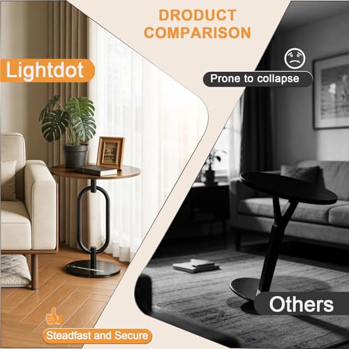 17In(W) x19In(H) Round End Table Heavy Duty Modern Side Table Stable Sofa Side Table Marble Base Accent Coffee Table Nightstand for Living Room Bedroom-Amber - color: Amber-a
