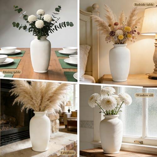 Beige Ceramic Vase-Boho Decorative Vase,Terracotta Tall Vases Decorative Pottery are Suitable for Decorating Living Rooms,Kitchens,and Bedrooms. - color: Beige