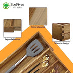 EcoFives Luxury Acacia Silverware Organizer -Kitchen Drawer Organizer - Utensil Holder and Cutlery Organizer with Grooved Drawer Dividers for Flatware and Kitchen Utensils (5 Slot) - size: 5 Compartments