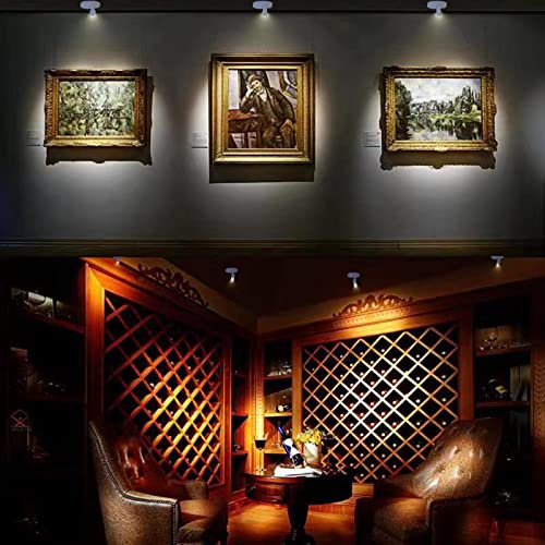 HAMVIDNE Wireless LED Spotlight, Battery Operated Picture Lights, Indoor Uplight, Puck Lights with Remote, Spot Light for Wall Art Display Dartboard Painting Accent Artwork Closet-2Pack - color: Pure White, size: 2 Pack