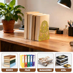 Peacoblue Metal Bookends for Shelves, Modern Decorative Heavy Duty Study Book Ends Stoppers for Office, Desk, Shelf, Room 5.3"x4.3"x7.9" Cast Iron Simple Tall Bookends 1 Pair (Golden Sphinx) - style: Golden Sphinx