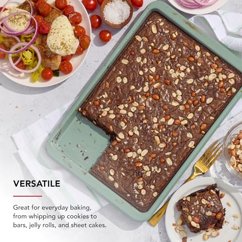 KitchenAid Nonstick Swiss Engineered Aluminized Steel Baking Sheet, Dishwasher Safe, 9 x 13 Inch, Cardamom - color: Cardamom, size: 9 x 13 Inch
