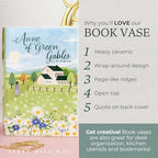 Steel Mill & Co Original Large Book-Shaped Decorative Vase, Ceramic Vases for Home Decor, Cute Bookshelf Decor, Unique Vase for Book Lovers, Anne of Green Gables