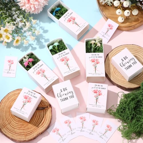 24 Sets Mother's Day Bulk Gifts for Women Teacher Nurse Appreciation Positive Mini Bud Vases with Flower Office Desk Decor Mini Box Breathing Thank You Gifts for Graduation Coworker Staff (Green) - color: Green