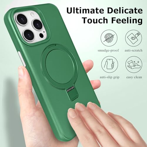 ankofave for iPhone 14 Pro Max Case with Magnetic Invisible Stand, Matte Luxury Metallic Luster, 3.0 mm Thick Protection Hard PC Scratch-Resistant Phone Case for iPhone 14 Pro Max 6.7", Green - color: Green, size: iPhone 14 Pro Max