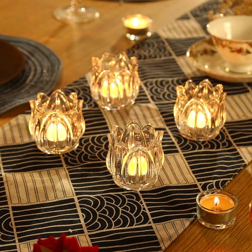 GOLDEAL 6Pcs Clear Votive Candle Holders,Clear Thick Glass Tea Light Candle Holder Bulk,Tealight Candle Jars for Wedding Table Decor,Party Supplies,Bridal Shower,Baby Shower,Tables Centerpieces - color: Clear