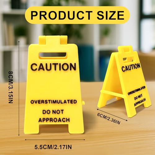 1 Pc Caution Overstimulated Desk Sign, Funny Prank Gift Office Desk Decor, 3D Printed Overstimulated Do not Approach Warning Signs, Humor Desktop Decoration White Elephant Gifts - color: Caution Overstimulated