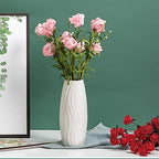 Ceramic Vase, 8" H, Artistic Flower Vase Classic Style for Fireplace Bedroom Kitchen Living Room Centerpieces Office Desk, Fit for Holding Dried Flowers, Artificial Flowers, Floral Arrangement - color: White