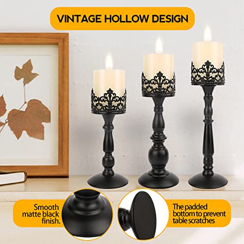 Black Vintage Candle Holder for Table Centerpiece Gothic Candle Stand Set - color: Black