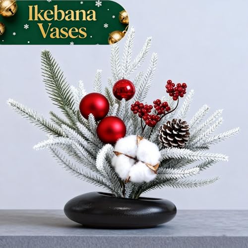 Flower Frog Vase Kit, Ikebana Flower Arrangement, Ceramic Water Drop Flower Pot & Flower Frog, Flower Arrangement Vase Kit (Dark Brown Small Size) - color: Dark Brown Small Size