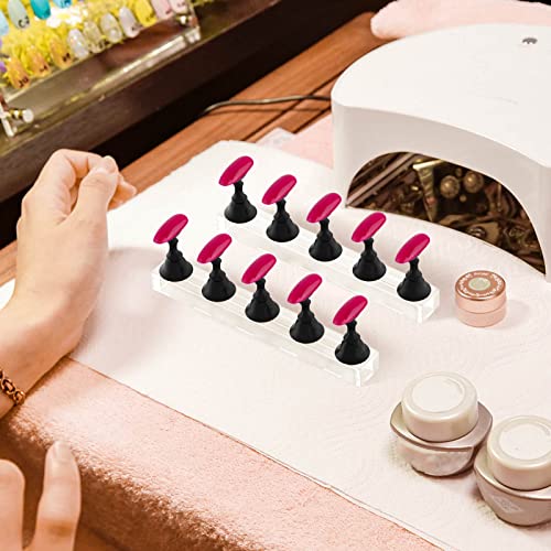 Nail Stand Acrylic Nail Art Display Stand Magnetic Nail Tips Practice Holder 54 Pcs Reusable Adhesive Putty for DIY Painting Nails Stand kit (Black) - color: Black