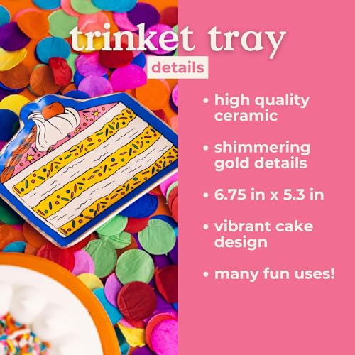 ban.do Novelty Trinket Tray, Ceramic Jewelry Dish, Small Decorative Tray for Keys or Decor, Cute Catchall Tray, Cake