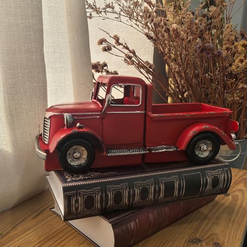Decorative Book Ends Vintage Bookends: Metal Truck Book Stopper for Heavy Books - Farmhouse Decor for Shelf Table Coffee Bar Office Home - Gift for Adults Men Teen (Vintage Red) - color: Vintage Red