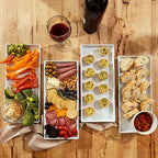 Home Beets White Ceramic Serving Platters (14 x 6 Inch Rectangle Plates) Serving Dishes for Entertaining, Food, Appetizers, Desserts, Cheese Board, Charcuterie, Sushi - Set of 4 Party Serving Trays - color: White