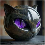 Luxury Black Cat Sculpture, Hand-Carved Crystal & Healing Stone Art Piece, Elegant Décor for Cat Lovers, Gift-Ready Memento for Home or Office, Purple - size: Purple